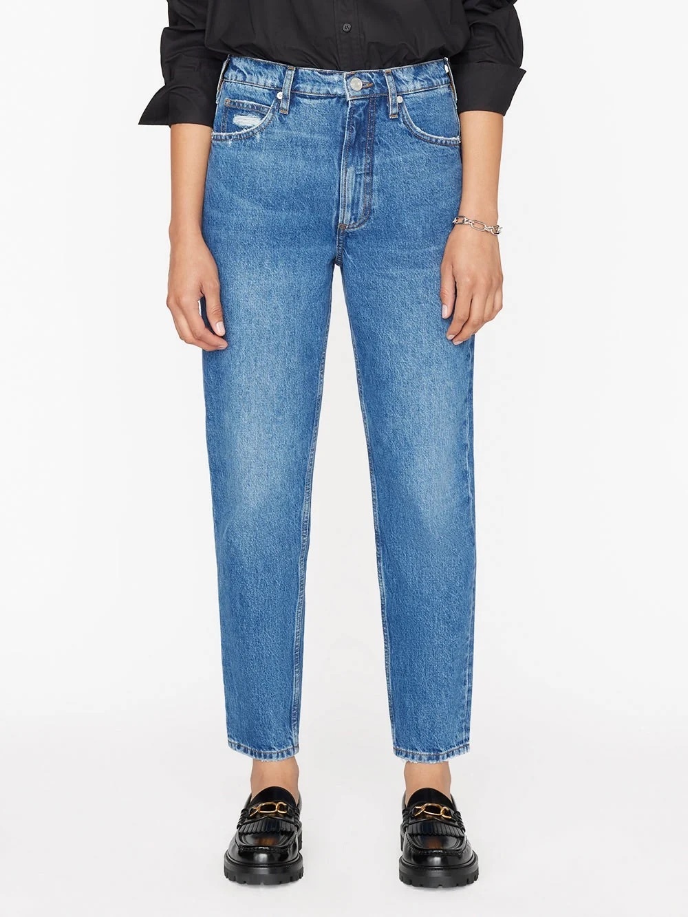 Frame High N Tight High Waist Taper Leg Jeans Size 27 STEARNLEE Blue Cotton